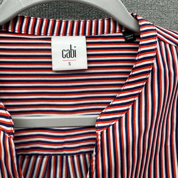 Cabi Women Stripes Blouse Small Red Blue White Long Sleeve Resortwear Valentines - Picture 4 of 13
